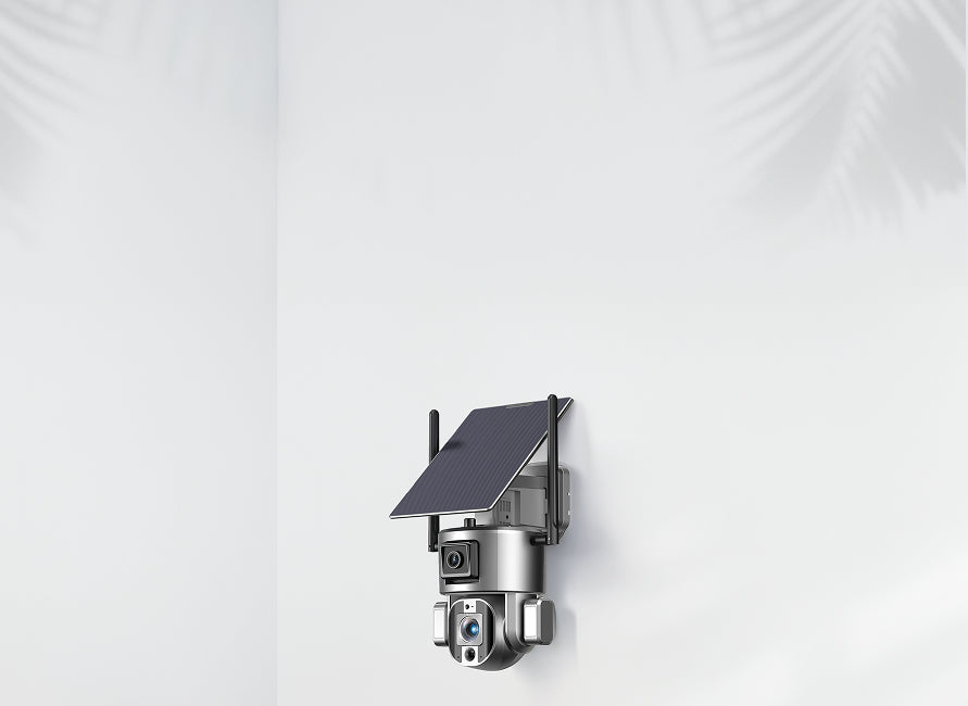 Premium Invention's Wireless S4 Pro: a solar-powered camera securely attached to a wall.